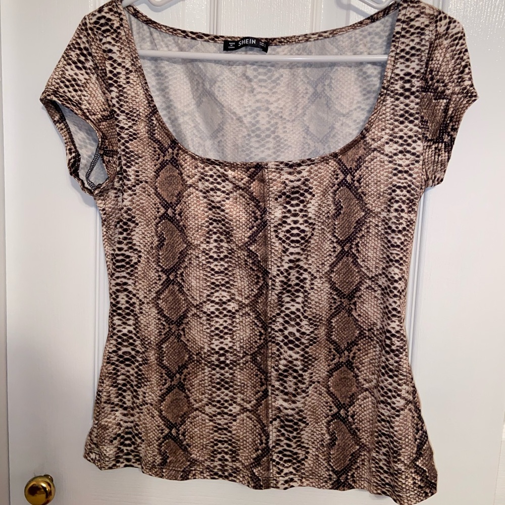 Shein Snake Skin Square Neck Top